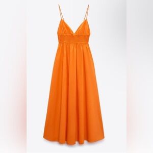 Bright Orange Zara Midi/Maxi dress. Size XS